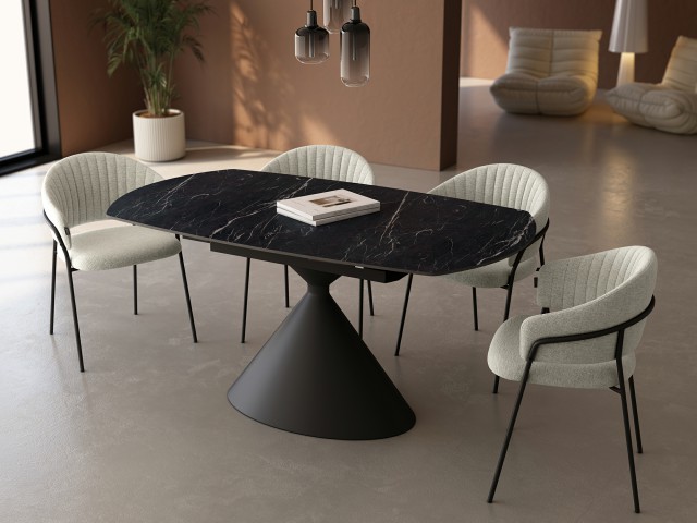 MESA DE COMEDOR RECTANGULAR EXTENSIBLE PORCELANICA