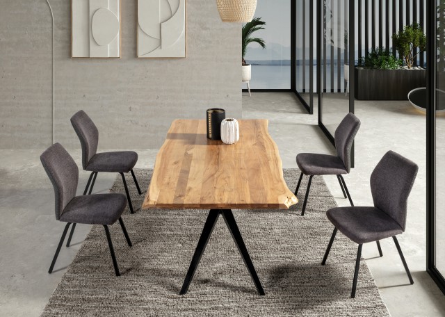 MESA COMEDOR FIJA TAPA TRONCO MADERA ARTESANAL