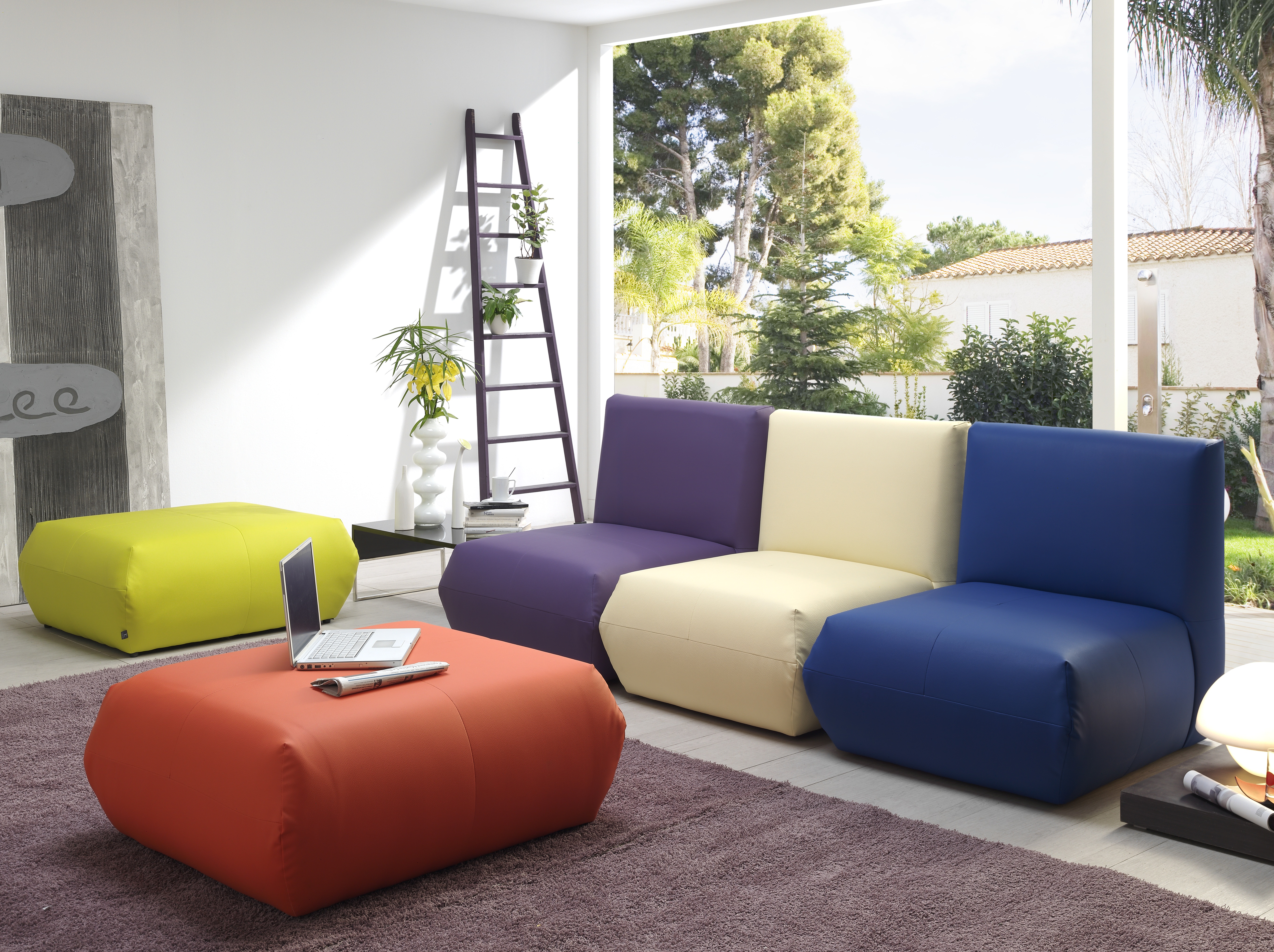 PUFFS CON RESPALDO MODULARES GAMA COLORES