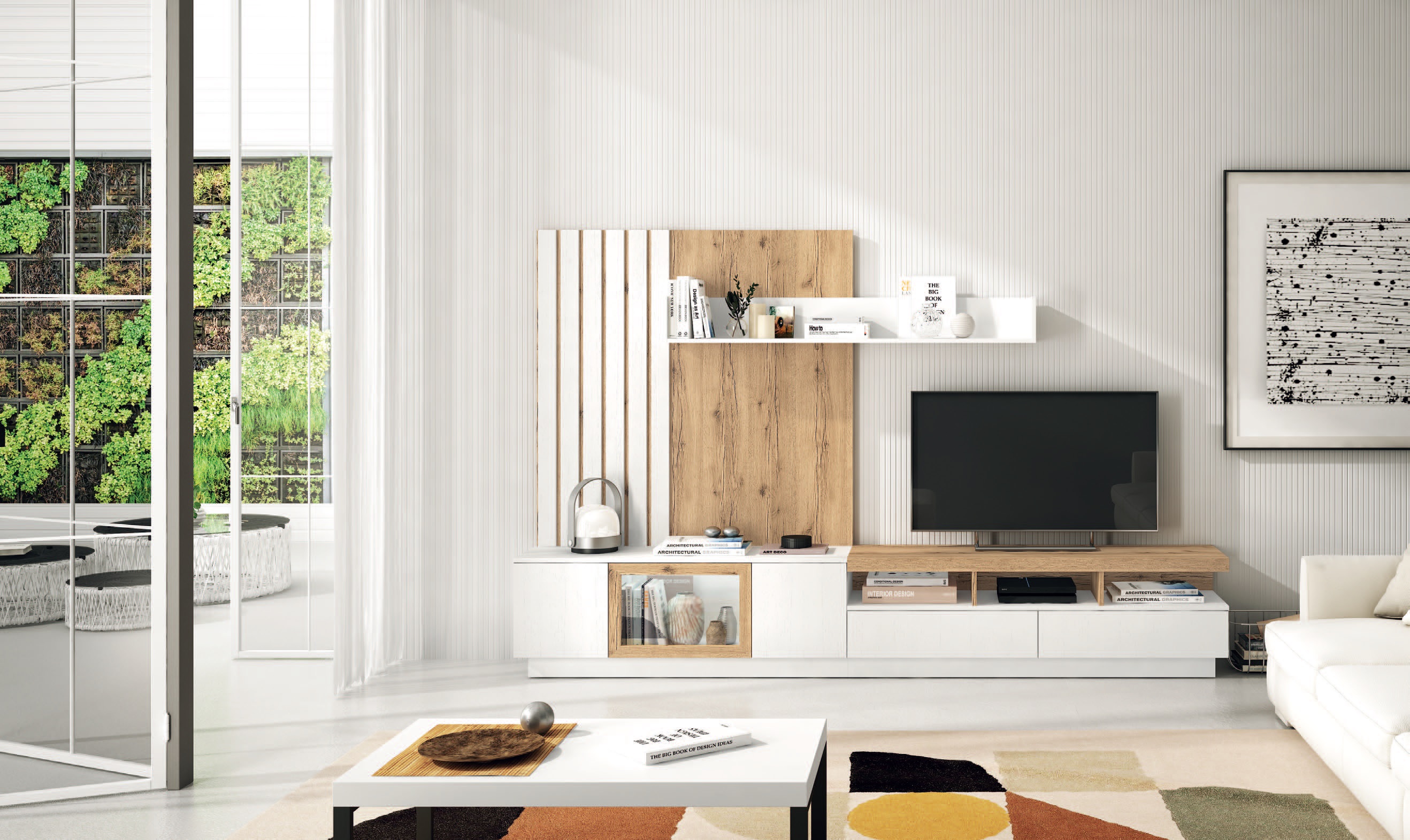 MUEBLE SALON MODULAR BLCO/AMAZONAS ROBLE